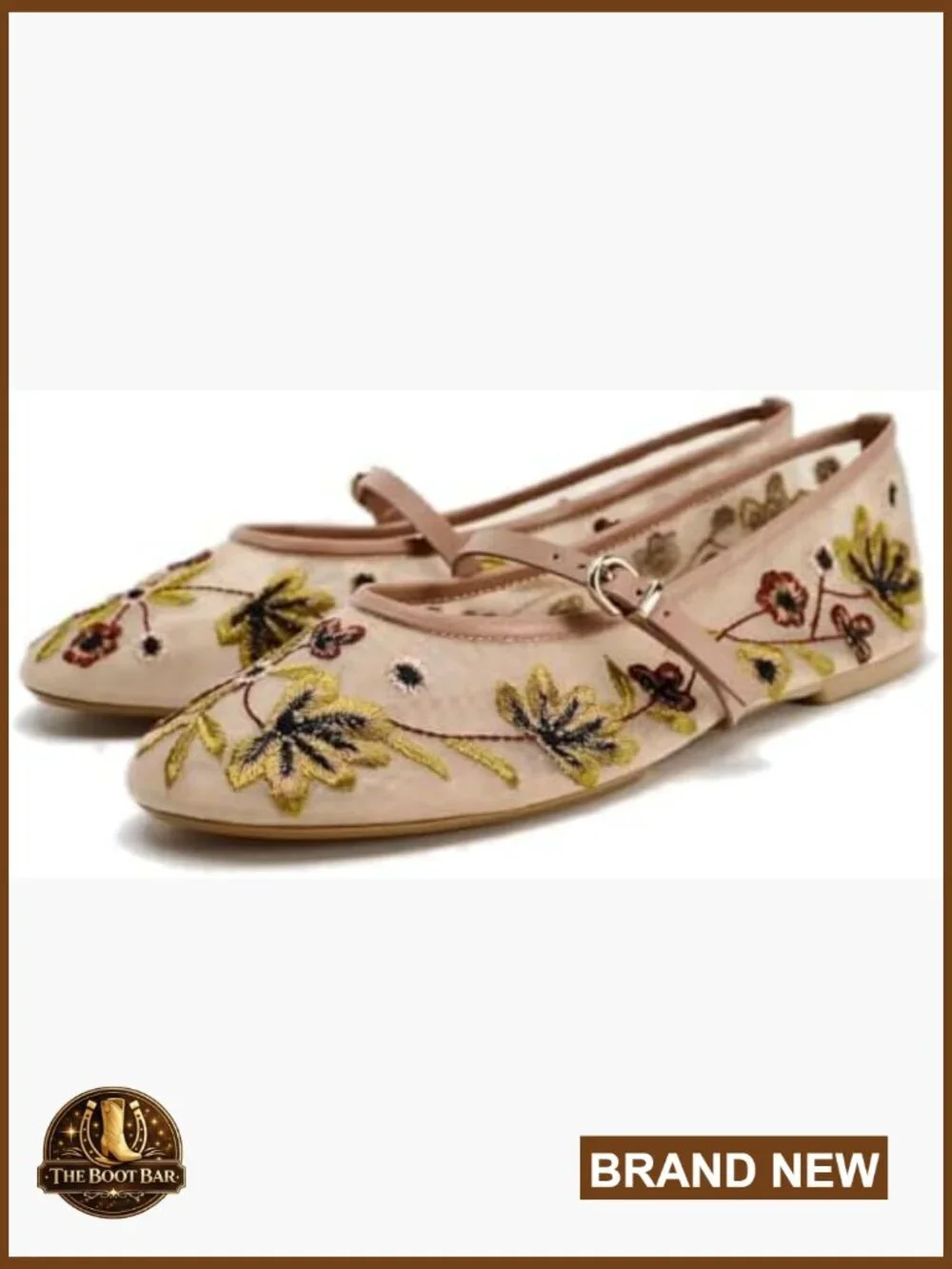 Embroidered Floral Mesh Ballet Flats Women Round Toe Slip On Comfort Dress Shoes
